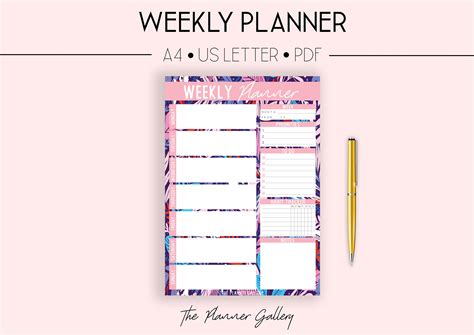 Colorful Weekly Printable Planner With Leaves On The Etsy Nederland