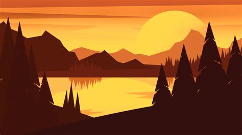 1920x1080 Resolution Forest Minimal Mountain Landscape 1080P Laptop width=