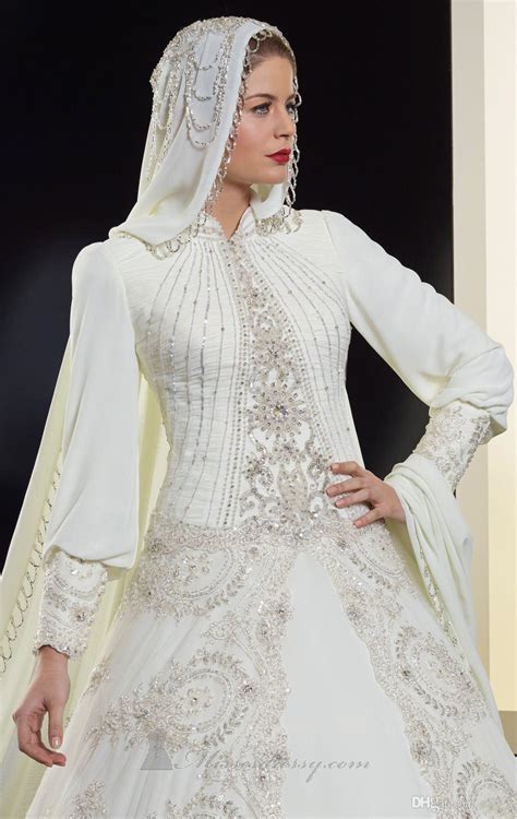 Buy Luxury Long Muslim Arabic Wedding Dress High Neck