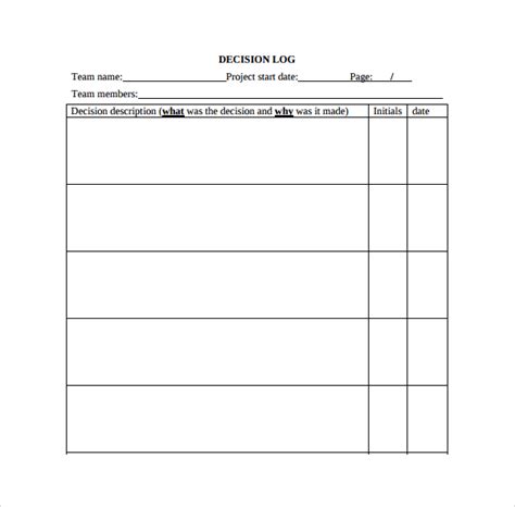 Free 9 Sample Decision Log Templates In Pdf Ms Word