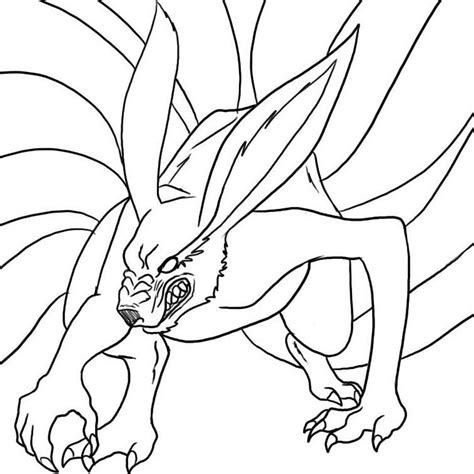 Coloring Page Of The 9 Tailed Fox Demon From Naruto