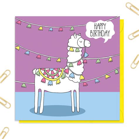 Llama Birthday Card By Neon Magpie