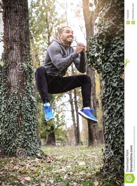 Sportrs Man Jumping And Working Exercise Stock Image Image Of Event
