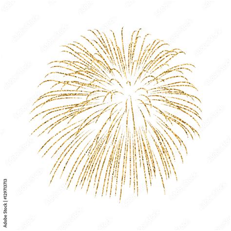 Firework Gold Isolated Beautiful Golden Firework On White Background