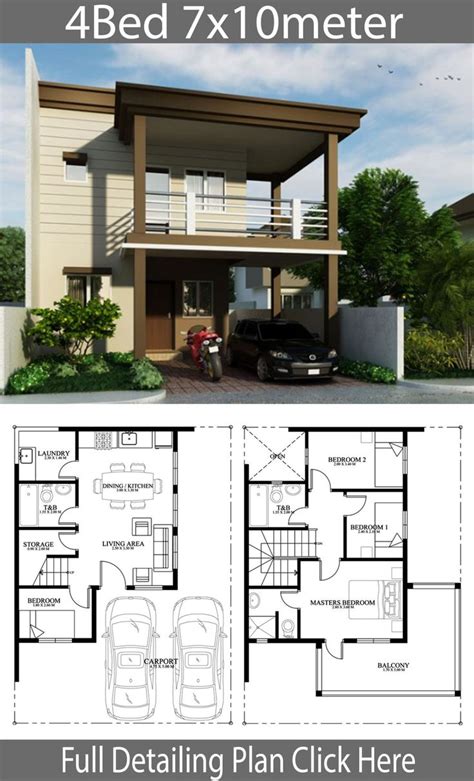 Home Design Plan 7x10m With 4 Bedrooms Home Design Plans Modern