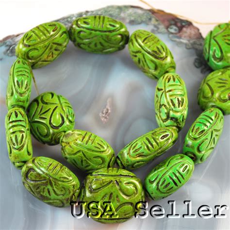 Lime Magnesite Turquoise Carved Oval Beads Mm Tu H Ny