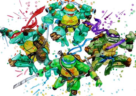 Teenage Mutant Ninja Turtles Art Watercolor Print Poster Tmnt Etsy
