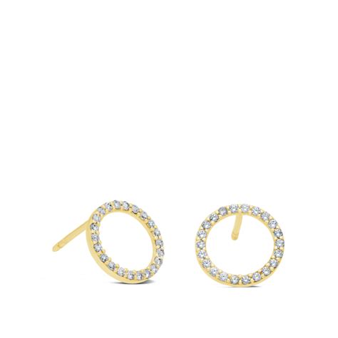 9ct Gold Cubic Zirconia Open Circle Stud Earrings - NWJ | Circle studs, Circle earrings studs ...