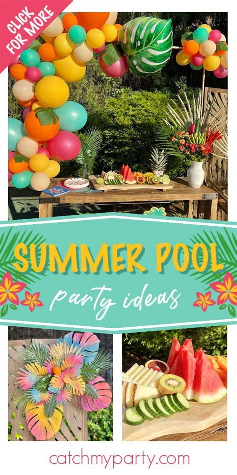 Tropical Pool Party Summer Tropical Pool Party Catch My Party Pool Party Decorations