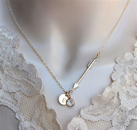 Arrow Necklace Gold Personalized Necklace Sterling Silver Etsy