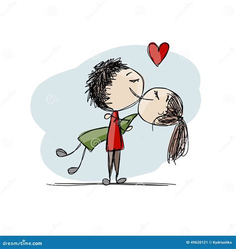 couple in love kissing valentine sketch for your stock vector