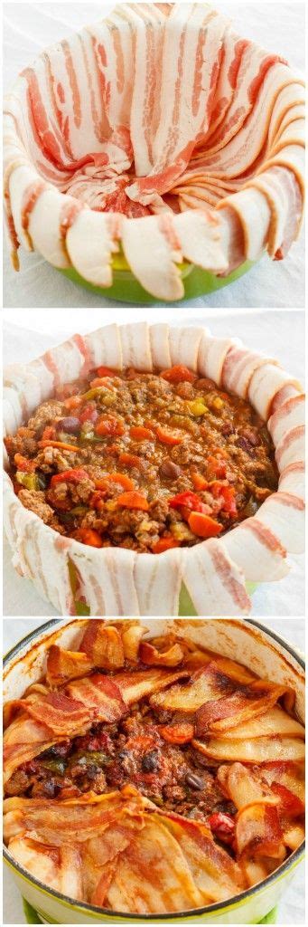 Imagine a brat sitting in a bun, topped with chili. Beer and Beef Chili in a Bacon Bowl | Recipe | Food ...