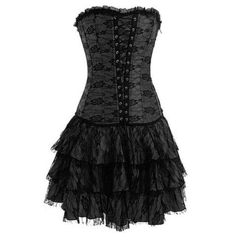 Black Layered Lace Corset Dress