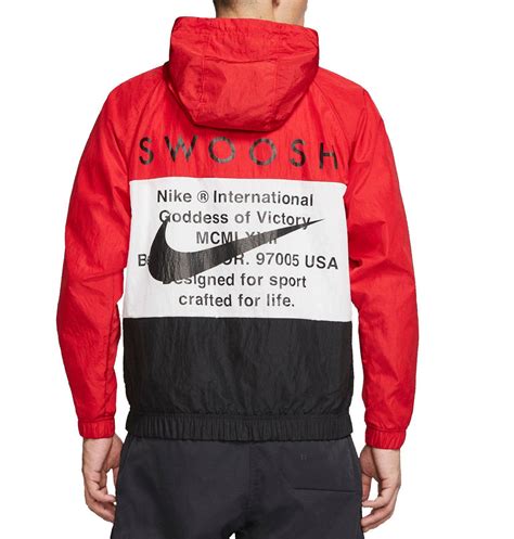 Nike Sportswear Double Swoosh Woven Hooded Jacket In University Red