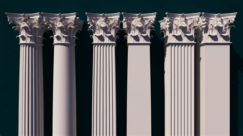 Classical Corinthian Columns And Pillars Low Poly 3d Model In