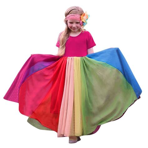Honhuzh Girls Dresseskids Girls Rainbow Splice Princess Pageant Gown
