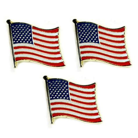 Lot Of 3 American Flag Lapel Pins 05 United States Usa Hat Tie Tack