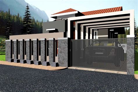 contoh model desain pagar rumah minimalis modern terbaru