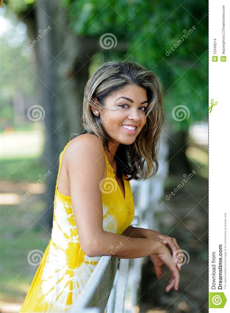 Portrait Of A Beautiful Smiling Biracial Woman Stock