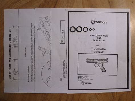 Crosman Model Pistol One Seal Kit Exploded View Parts List