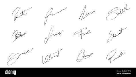 Handwriting Signature Set Vector Pack With Isolated Imaginary Personal