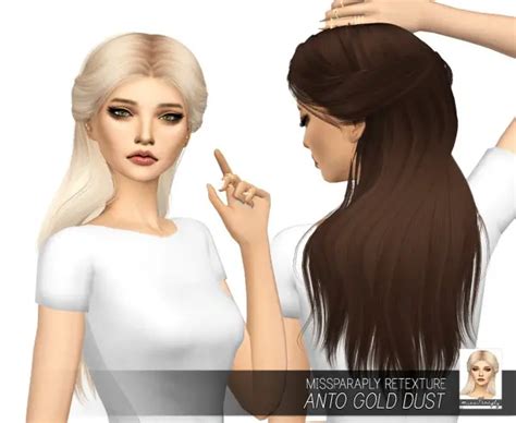 Sims 4 Hairs Miss Paraply Anto`s Gold Dust Hair Retextured