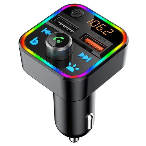 Bluetooth Fm Transmitter Fast Car Charger Bt22 With 2x Usb Black