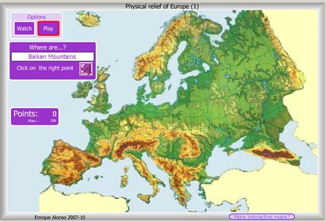 Bilingual Reading Corner Physical Relief Of Europe Interactive Map