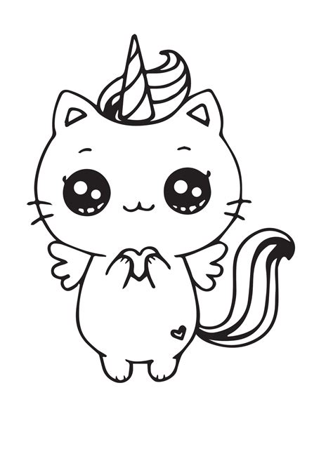 Cute Unicorn Cat Coloring Page Cat Coloring Page Printable Coloring