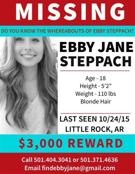 Ebby Jane Steppach 18 Missing Since October 24 2015 Little Rock Ar
