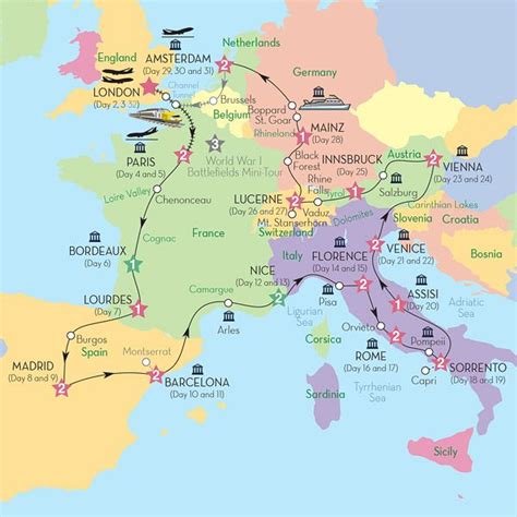 Map Of Tour Route Europe Trip Itinerary Road Trip Europe European
