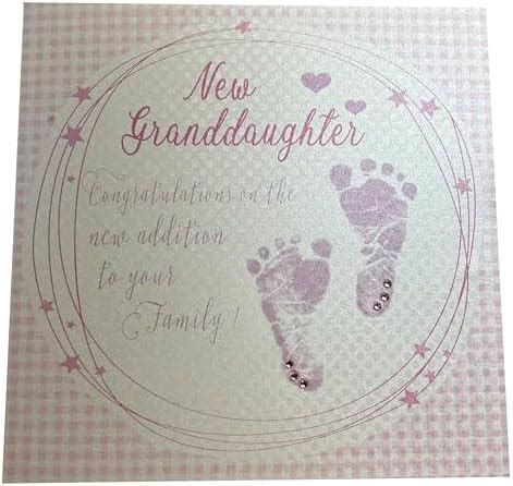 White Cotton Cards Pink New Grandbabe Congratulations On The New Addition To Your Family