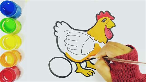 Menggambar Dan Mewarnai Ayam Bertelur Untuk Anak Anak Youtube