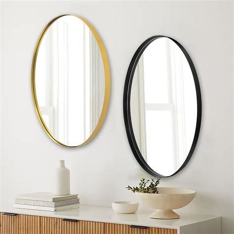 Andy Star Oval Wall Mirror 22x30x1 Modern Black Bathroom Mirror