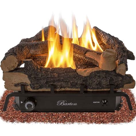Barton 24 Fireplace Log Adjustable Flame Grate Split Oak Vent Free