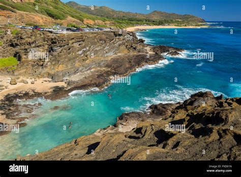 Usa Hawaii Oahu Honolulu Halona Blow Hole Lookout Stock Photo Alamy