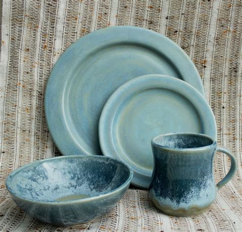 Glacier Morning Dinnerware Set Handmade Stoneware Pottery