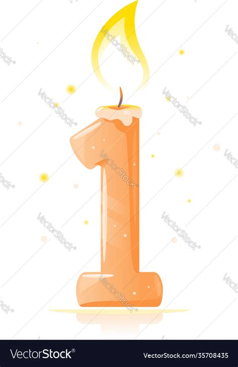Birthday Candle Number One Isolated Royalty Free Vector