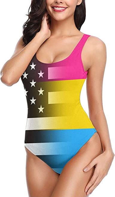 RISETRIAL Transgender Pride Flag Womens One Piece Swimsuit Cute Swimwear Bathing Suit Amazon