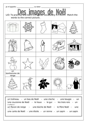 French Christmas Des Images De Noël Worksheets Teaching Resources