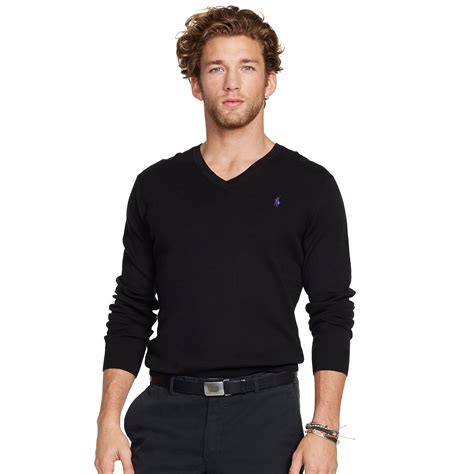 Polo Ralph Lauren Slim Fit V Neck Sweater In Black For Men Lyst