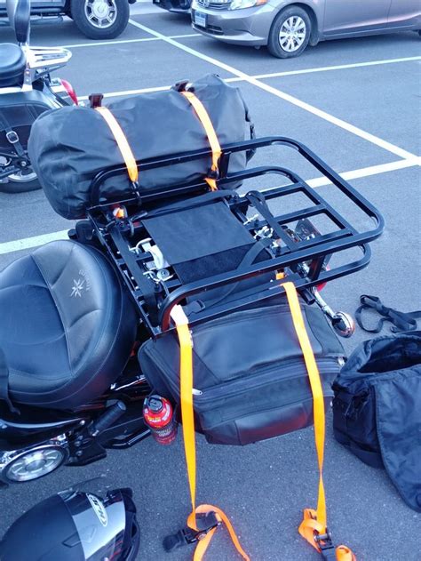 My Diy Motorcycle Cargo Rack Partially Loaded Motorcycle Luggage