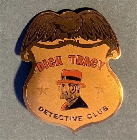 RARE VINTAGE 1 5 Dick Tracy Detective Club Badge Toy Button Pin