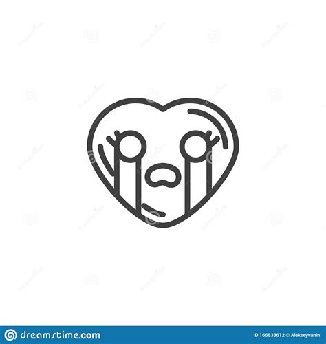 Loudly Crying Face Emoji Line Icon Cartoon Vector Cartoondealer Com