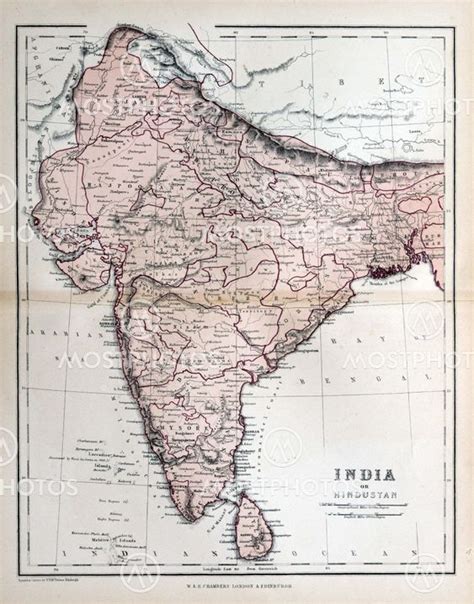 Old Map Of India 1870 By Michael Roberts Mostphotos