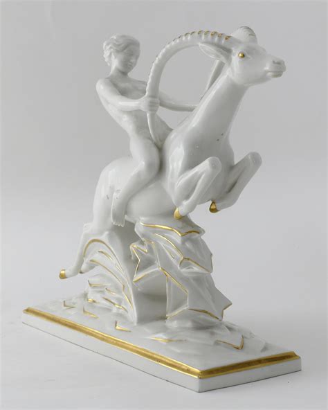 Lot Hutschenreuther Porcelain Grouping Of A Nude Woman Riding An Ibex