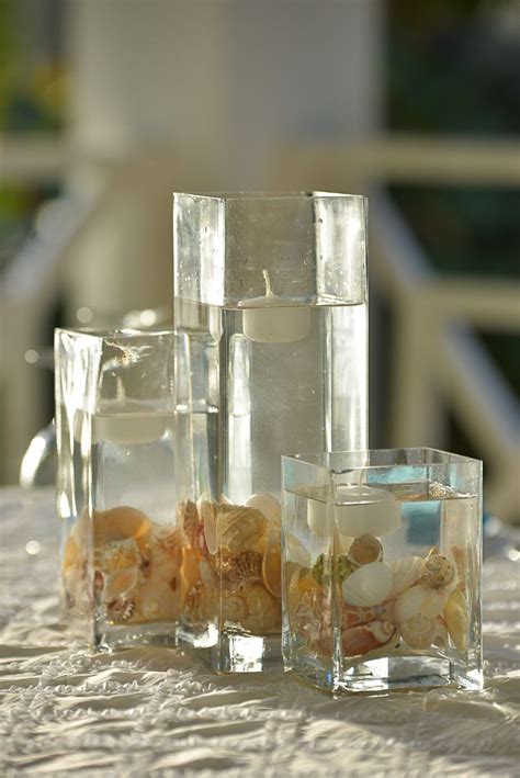 Beach Destination Wedding Seashell Centerpiece Vases With Floating