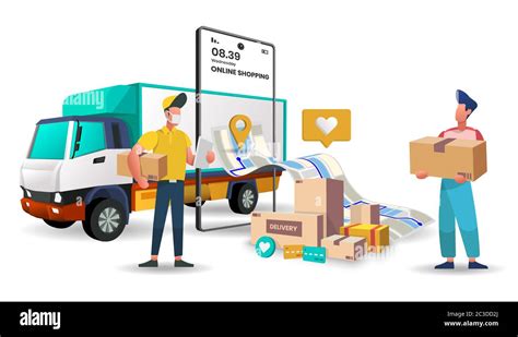 Truck Delivery Service For Food And Package Online Shopping Delivery Service 3d Vector