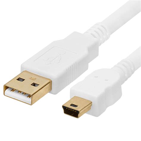 Usb 20 A Male To Mini B Male 5 Pin Gold Plated Cable 3feet White