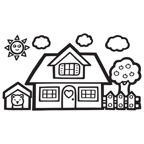 Single Cute House Coloring Page For Kids 14745884 Vector Art At Vecteezy